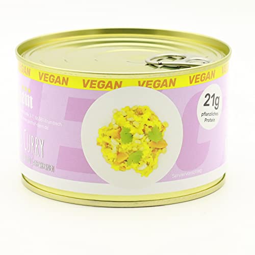 Gelbes Curry – mit Kicherersbsen, Bohnen und Cashew Kernen. 400g / Konserve langes Mhd Diem Feinkost VEGAN VEGETARISCH von Diem