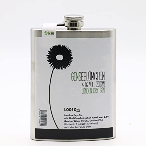 Ginseblümchen Gin, Flachmann - Schwäbischer Gin mit Bio Gänseblümchen (1 x 0,2 l) - Gin von Diem