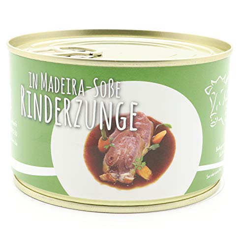 Konserve Diem Rinderzunge Madeira-Sauce Dose- Rinderzunge in Rotweinsoße - Belgische Spezialität - 240g Fleischeinwage - lange haltbar - Rinderzunge in Madeirasoße 400g von Diem