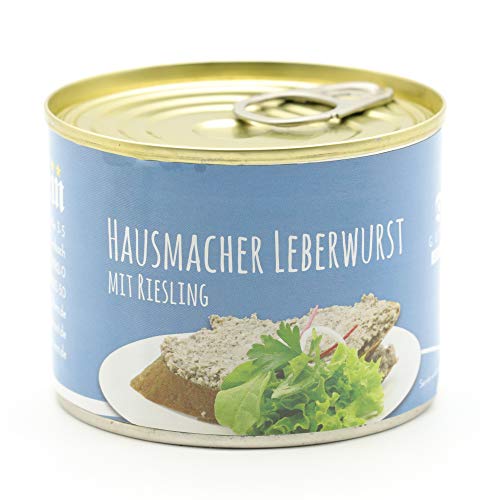 Riesling Leberwurst - Feinste hausmacher Leberwurst verfeinert mit Riesling 200g Dose , lange Haltbar, Conserve, Dose von Diem