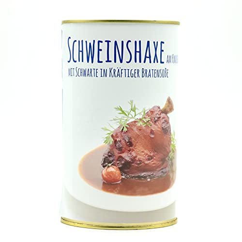 Schweinshaxe am Knochen mit Schwarte und Knochen – in kräftiger Bratensoße 1200g - 700g Fleischeinwage, mit Knochen - große Konserve - Diem - 2-3 Portionen von Diem