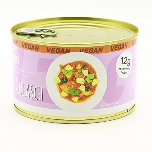 Veganes Gulasch mit Majoran verfeinert * Auf Kartoffel Basis – Ohne Fleischersatzstoffe 400g / Konserve langes Mhd Diem Feinkost VEGAN VEGETARISCH von Diem