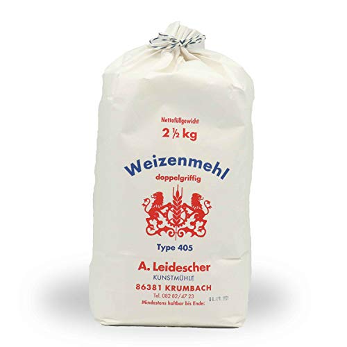 Premium Weizen Mehl - das GUTE aus Deutschland - WEIZEN MEHL 405 2,5Kg - KUNSTMÜHLE LEIDESCHER - DOPPLGRIFFIG 2500Gr von Diem