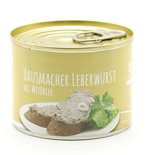 Weissbier Leberwurst - Feinste hausmacher Leberwurst verfeinert mit Weissbier 200g Dose, langes Mhd von Diem