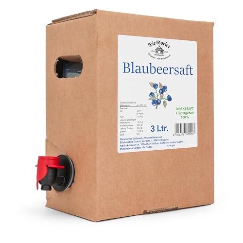 Diesdorfer 100% Blaubeersaft Heidelbeersaft 3 L Bag in Box Direktsaft vegan von Diesdorfer