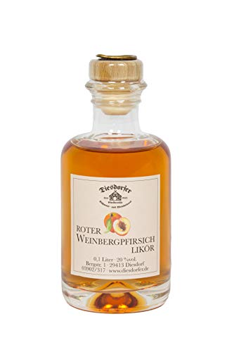 Diesdorfer Roter Weinbergpfirsichlikör 20%vol. 100 mL Glasflasche von Diesdorfer