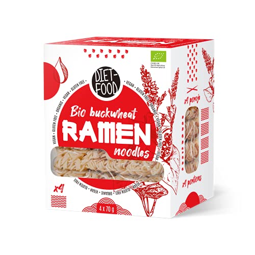 DIET-FOOD Bio Ramen Buchweizen Vegetarisch und Vegan Lebensmittel Fettfrei Sojafrei Glutenfreie Wasserlöslich Diätnudeln Niedriger Kaloriengehalt 280 g von Diet-Food