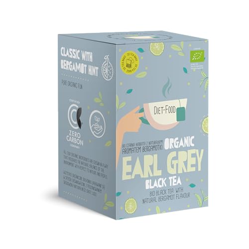 DIET-FOOD - Bio-Tee in Beuteln - Earl Grey Schwarzer Tee - aus zertifizierten Bio-Zutaten - ohne Kunststoffen - heißes Getränk - Naturprodukt - 20x2g Teebeutel von Diet-Food
