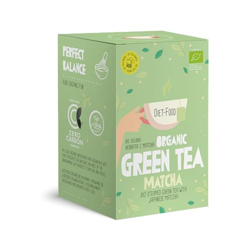DIET-FOOD - Bio-Tee in Beuteln - Grüner Tee mit Matcha - aus zertifizierten Bio-Zutaten - ohne Kunststoffen - heißes Getränk - Naturprodukt - 20x2g Teebeutel von Diet-Food