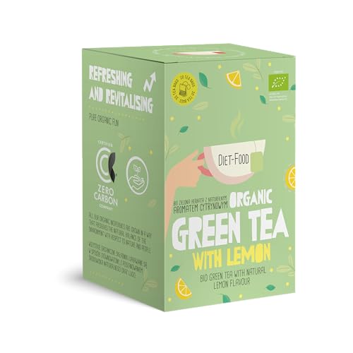 DIET-FOOD - Bio-Tee in Beuteln - Grüner Tee mit natürlichem Zitronenaroma - aus zertifizierten Bio-Zutaten - ohne Kunststoffen - heißes Getränk - Naturprodukt - 20x2g Teebeutel von Diet-Food