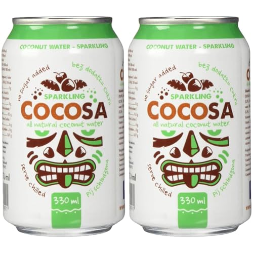 DIET-FOOD Cocosa Coconut Water Kokosnusswasser Sparkling Kokoswasser mit Kohlensäure Herkunftsland Vietnam Ohne Künstliche Zusätze und ohne Zucker 330 Ml (Packung mit 2) von Diet-Food
