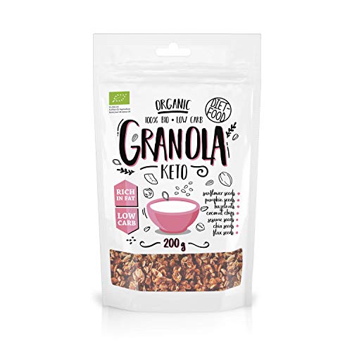 DIET-FOOD Keto Granola Proteinreich Fettreich Glutenfreies Granola Frühstück Müsli Low Carb Non-GMO Snack Ohne Zuckerzusatz 200 g 1er Pack DIET-FOOD Keto Granola Proteinreich Fettreich Glutenfreies Granola Frühstück Müsli Low Carb Non-GMO Snack Ohne Zuckerzusatz 200 g 1er Pack von Diet-Food