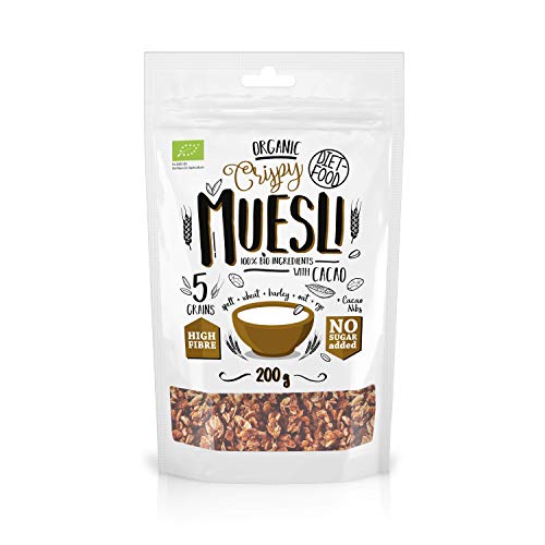 DIET-FOOD Müsli Cacao 200g ohne Zuckerzusatz - veganes Bio-Müsli Crunch mit Kakao - ohne Palmöl von Diet-Food