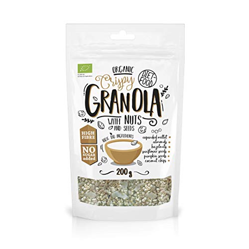DIET-FOOD Nuts Granola Bio Knuspermüsli mit Nüssen und Samen Ballaststoffreiches Glutenfreies Granola Frühstück Müsli Low Carb Non-GMO Snack ohne Zuckerzusatz 200g 1er Pack DIET-FOOD Nuts Granola Bio Knuspermüsli mit Nüssen und Samen Ballaststoffreiches Glutenfreies Granola Frühstück Müsli Low Carb Non-GMO Snack ohne Zuckerzusatz 200g 1er Pack von Diet-Food
