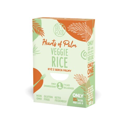 DIET-FOOD Palmenherzen Veggie Reis Low Carb Hop Instant Reis Kalorienarme Vegane Nahrung Fettfrei Glutenfrei Keto Freundlich Non-GMO Pasta 255g von Diet-Food