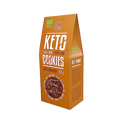 Diet-Food Bio Keto-Kekse mit Zimt - Zuckerfreie Süßigkeiten - Gesüßt mit Erythritol - Kalorienarme Snacks - Ideal für die Arbeit, das Fitnessstudio, die Schule oder als Zwischenmahlzeit - 80g von Diet-Food