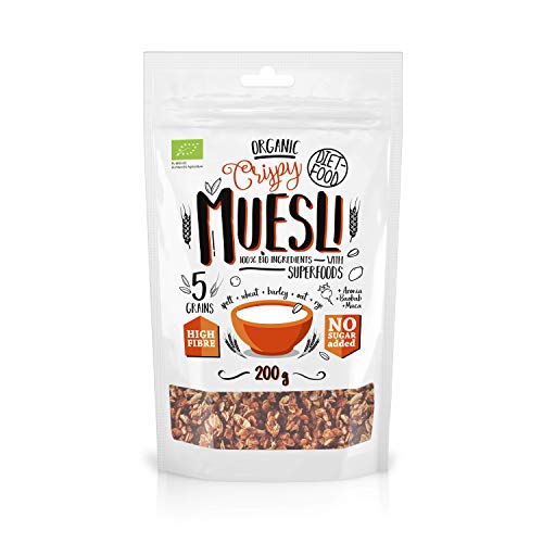 DIET-FOOD Bio Muesli Crunchy With Chia Frühstück Müsli mit Superfoods Low Carb Non-GMO Snack ohne Zuckerzusatz 1er Pack von Diet-Food