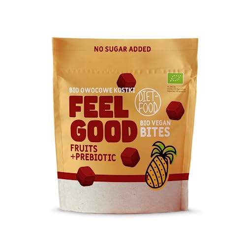Diet-Food Feel Good Vegan Snacks Bites Bio-Fruchtwürfel - 100% Obst - Fitness Gesund Snack - Zuckerfreie Süssigkeiten Snacks - Healthy Veganer Snack Obstwürfel Dattelpaste mit Ananas - 120 g von Diet-Food