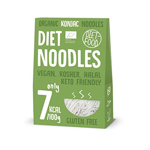 Diet-food - Bio Shirataki Nudeln - Low Carb Konjak Nudel - Kalorienarme Vegane Lebensmittel, Fettfrei, Sojafrei, Glutenfrei, Wasserlöslich, Diätnudeln, Kalorienarm 300 G (Packung mit 6) von Diet-Food