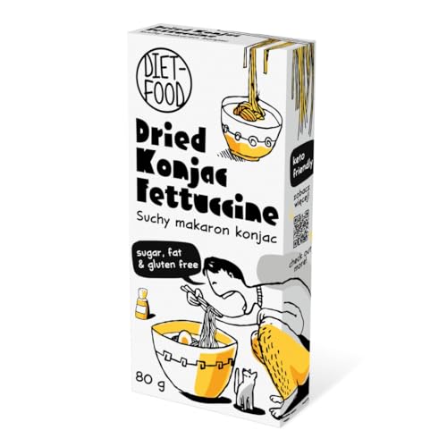 Shirataki Konjac Fettuccine – 80 g – Kalorienarm, Low Carb, Glutenfrei, Vegan – Trockene Nudeln aus Konjakwurzel – Ideal für Keto & Diät Shirataki Konjac Fettuccine – 80 g – Kalorienarm, Low Carb, Glutenfrei, Vegan – Trockene Nudeln aus Konjakwurzel – Ideal für Keto & Diät von Diet Food