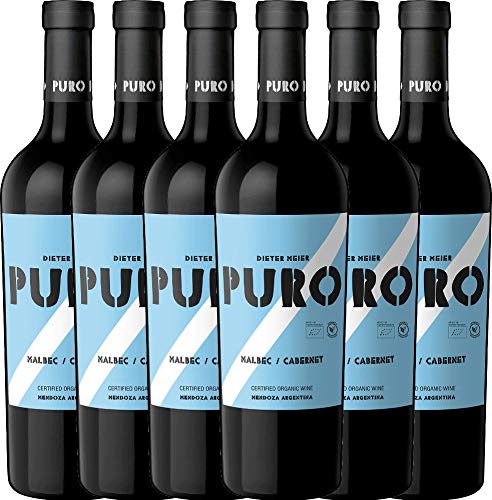VINELLO 6er Weinpaket Rotwein - Puro Malbec Cabernet 2020 - Dieter Meier mit Weinausgießer | 6 x 0,75 Liter von Dieter Meier
