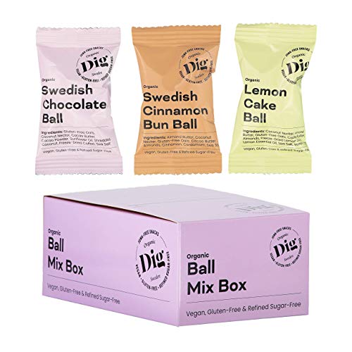 Dig / Get Raw - Ball Mix Box (16er Pack) - Snacks aus biologischen, natŸrlichen Zutaten - Vegan, glutenfrei und raffiniert, zuckerfrei (16 x 25 g) von Dig
