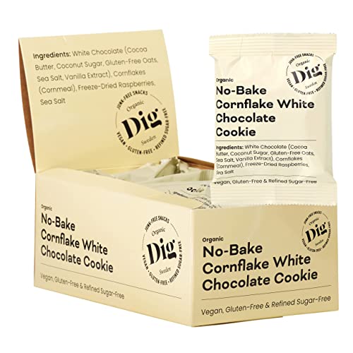 Dig/Get Raw - Bio No-Bake Cornflake Weißer Schokoladenkeks - Snacks aus biologischen, natürlichen Zutaten - Vegan, Glutenfrei & Ohne Kristallzucker (12x30g) von Dig