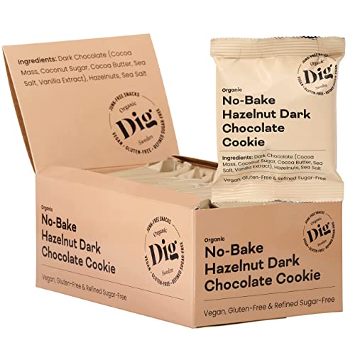Dig/Get Raw - Bio No-Bake Haselnuss dunkler Schokoladenkeks - Snacks aus biologischen, natürlichen Zutaten - Vegan, Glutenfrei & Ohne Kristallzucker (12x30g) von Dig