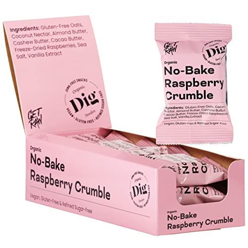 Dig Bio-Riegel Himbeer-Mandel – Fruchtig & Nussig, Vegan & Glutenfrei, Ohne Zuckerzusatz, 12 x 42g von Dig