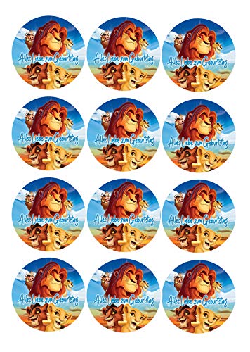 12 Muffinaufleger ca. 6 cm zum selbst ausscheiden, Cupcakes Muffinsbild Geburtstag König der Löwen Fondant 0247m von Digital-on