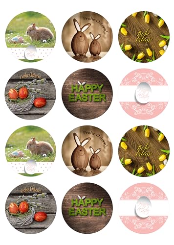 12 Muffinaufleger ca. 6 cm zum selbst ausschneiden, Cupcakes Muffinsbild Geburtstag Motiv: Frohe Ostern, Fondant 0041n von Digital-on