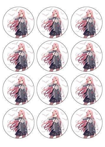 12 Muffinaufleger ca. 6 cm zum selbst ausschneiden, Cupcakes Muffinsbild Geburtstag Motiv: Manga Anime, Fondant 0856x von Digital-on