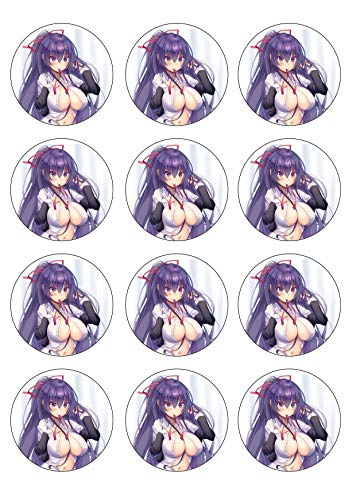 12 Muffinaufleger ca. 6 cm zum selbst ausschneiden, Cupcakes Muffinsbild Geburtstag Motiv: Manga Anime, Fondant 0861x von Digital-on