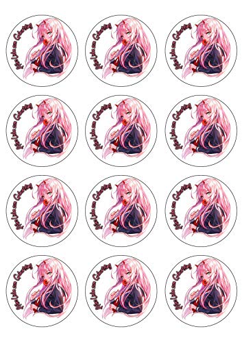 12 Muffinaufleger ca. 6 cm zum selbst ausschneiden, Cupcakes Muffinsbild Geburtstag Motiv: Manga Anime, Fondant 0863x von Digital-on