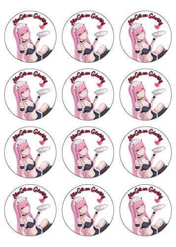 12 Muffinaufleger ca. 6 cm zum selbst ausscheiden, Cupcakes Muffinsbild Geburtstag Motiv: Manga Anime, Fondant 0867x von Digital-on