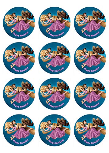 12 Muffinaufleger ca. 6 cm zum selbst ausscheiden, Cupcakes Muffinsbild Geburtstag Motiv: Rapunzel neu verföhnt, Fondant 0792x von Digital-on