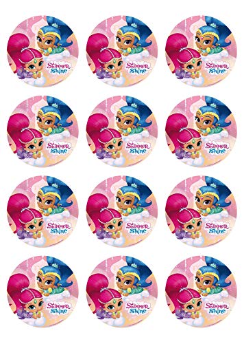 12 Muffinaufleger ca. 6 cm zum selbst ausschneiden, Cupcakes Muffinsbild Geburtstag Motiv: Shimmer & Shine, Fondant 0829x von Digital-on