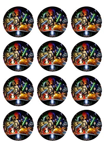 12 Muffinaufleger ca. 6 cm zum selbst ausscheiden, Cupcakes Muffinsbild Geburtstag Motiv: Star Wars , Fondant 0743x von Digital-on