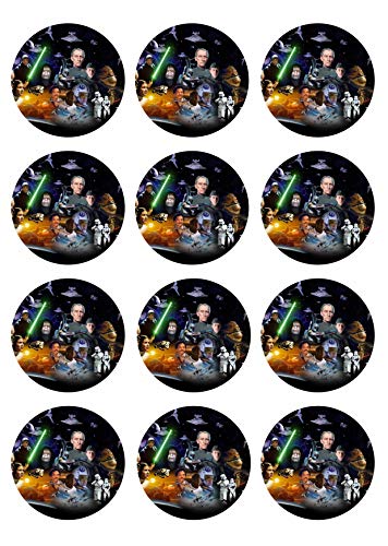 12 Muffinaufleger ca. 6 cm zum selbst ausscheiden, Cupcakes Muffinsbild Geburtstag Motiv: Star Wars , Fondant 0744x von Digital-on