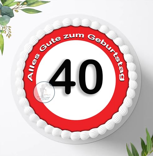 40 Geburtstag Wunschname Tortenaufleger Tortenbild Fondant Ø 20cm / 1425 von Digital-on