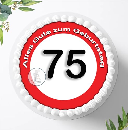75 Geburtstag Wunschname Tortenaufleger Tortenbild Fondant Ø 20cm / 1430 von Digital-on