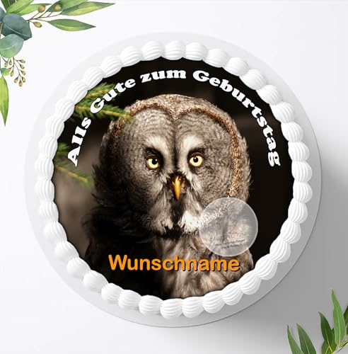 Eule +Wunschname Tortenbild Geburtstag Fondant Zuckerpapier 5003 von Digital-on
