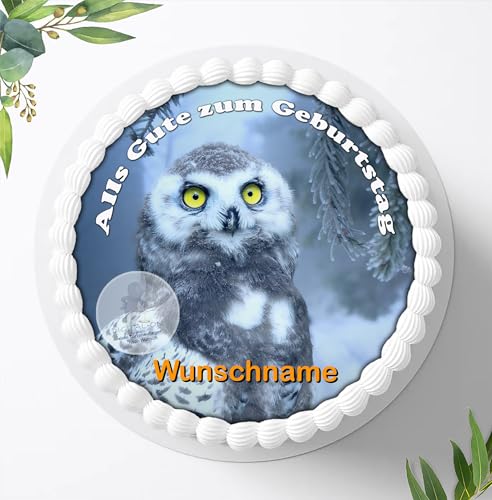 Eule +Wunschname Tortenbild Geburtstag Fondant Zuckerpapier 5012 von Digital-on