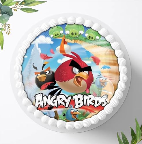 Für den Geburtstag ein Tortenbild, Zuckerbild mit dem Motiv: Angry Birds, Essbares Foto für Torten, Fondant, Tortenaufleger Ø 20cm, 0368w von Digital-on
