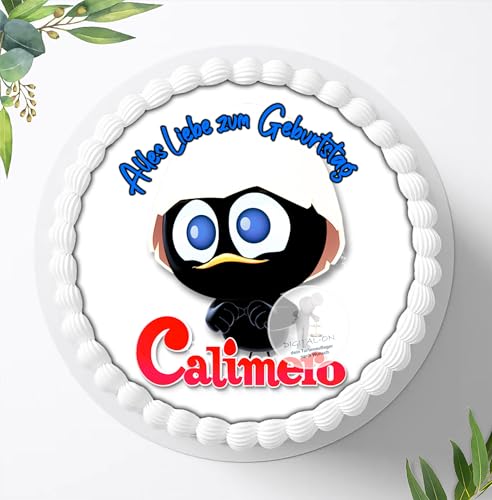Für den Geburtstag ein Tortenbild, Zuckerbild mit dem Motiv: Calimero, Essbares Foto für Torten, Fondant, Tortenaufleger Ø 20cm, 0615w von Digital-on