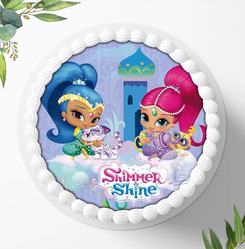Für den Geburtstag ein Tortenbild, Zuckerbild mit dem Motiv: Shimmer & Shine, Essbares Foto für Torten, Fondant, Tortenaufleger Ø 20cm, 0820w von Digital-on