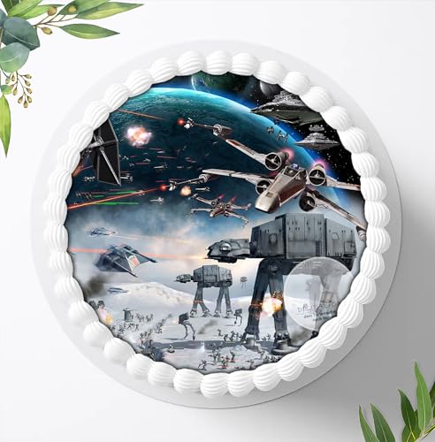 Für den Geburtstag ein Tortenbild, Zuckerbild mit dem Motiv: Star Wars, Essbares Foto für Torten, Fondant, Tortenaufleger Ø 20cm, 0727w von Digital-on