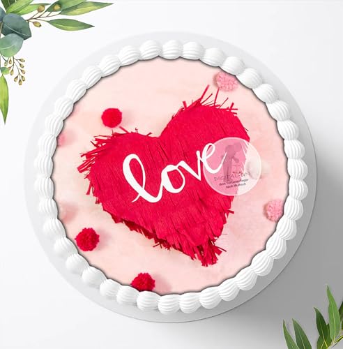 Für den Valentinstag ein Tortenbild, Zuckerbild, Essbares Foto für Torten, Fondant, Tortenaufleger Ø 20cm, 0122c von Digital-on