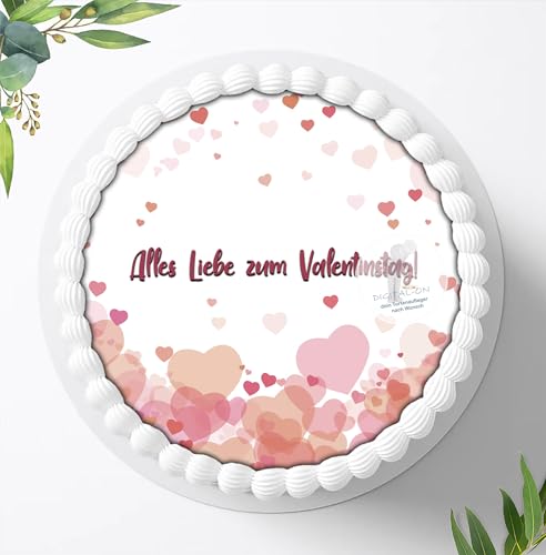Für den Valentinstag ein Tortenbild, Zuckerbild, Essbares Foto für Torten, Fondant, Tortenaufleger Ø 20cm, 0125c von Digital-on