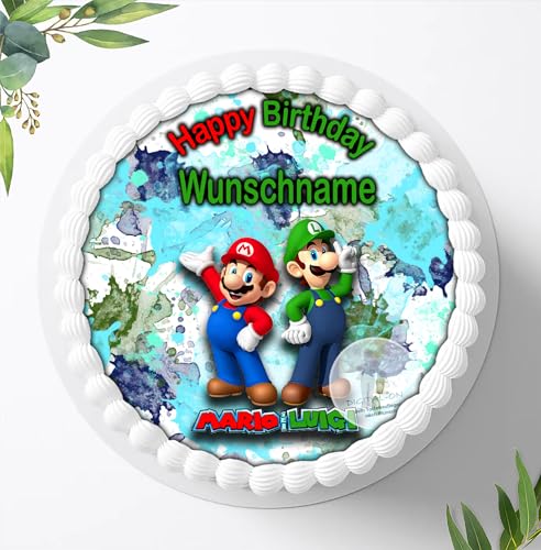 Für die Geburtstags Torte, Zuckerbild kompatibel mit: Super Mario, Essbares Foto für Torten, Fondant, Tortenaufleger Ø 20cm, 0019z von Digital-on